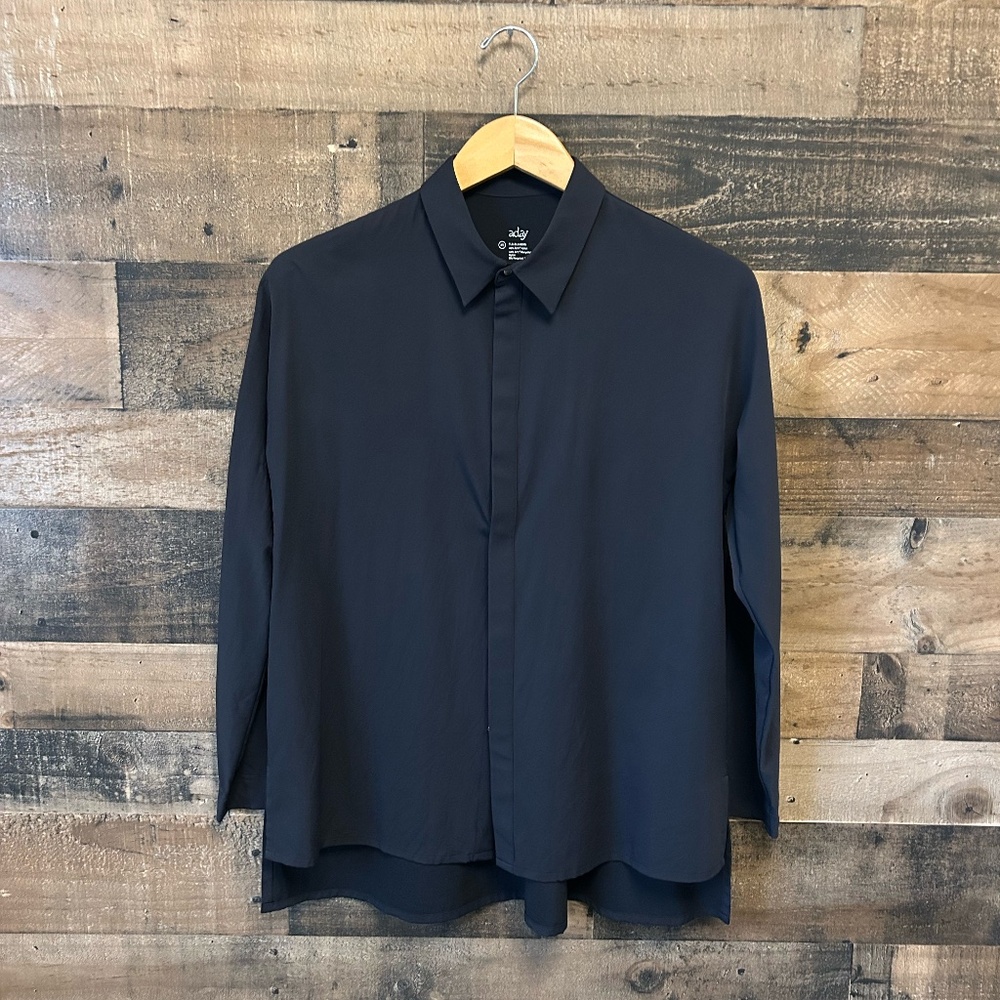 ADAY Something Cool Button Down Black S – Stretch Work Travel Shirt